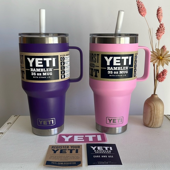 Travel Mug Yeti Peak Purple Set Of Authentic Yeti 35 Oz Power PinK